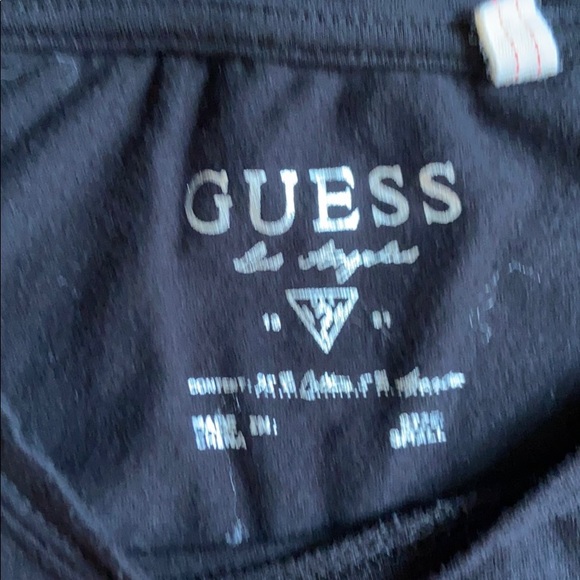 Guess Black T Shirt with Red Lips/Gold Sequence - Picture 3 of 3